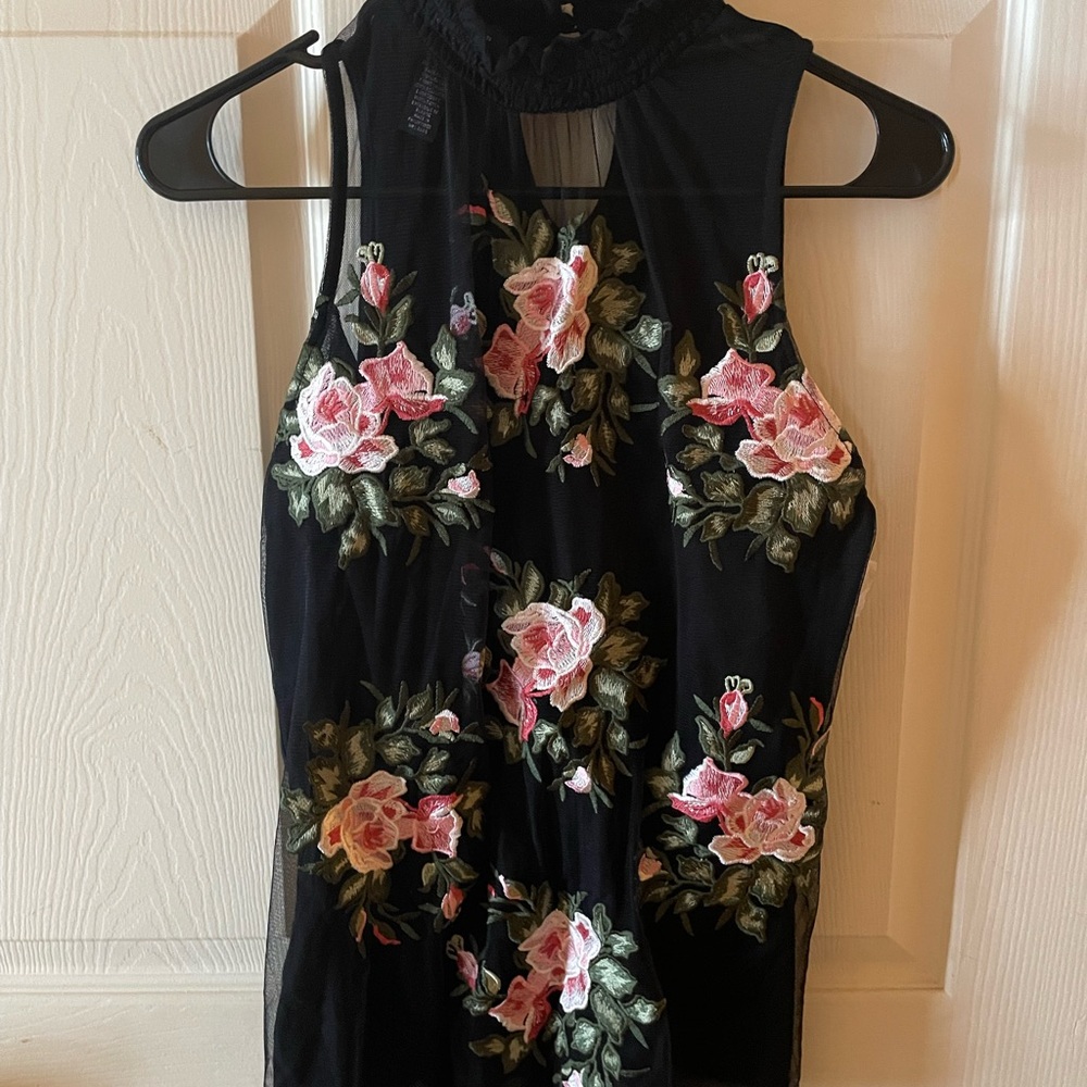 INC International Concepts Black Floral Top